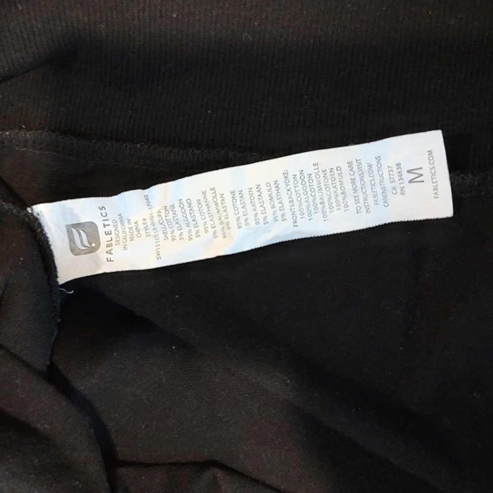 Fabletics Black Weston Sweatshirt with Mesh Panels and Thumbholes Size Medium - Picture 10 of 10